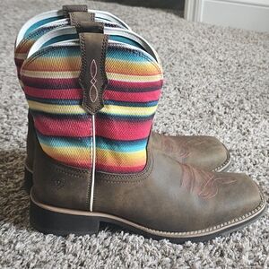 Ariat Women's Brown Boots with Serape Stripes